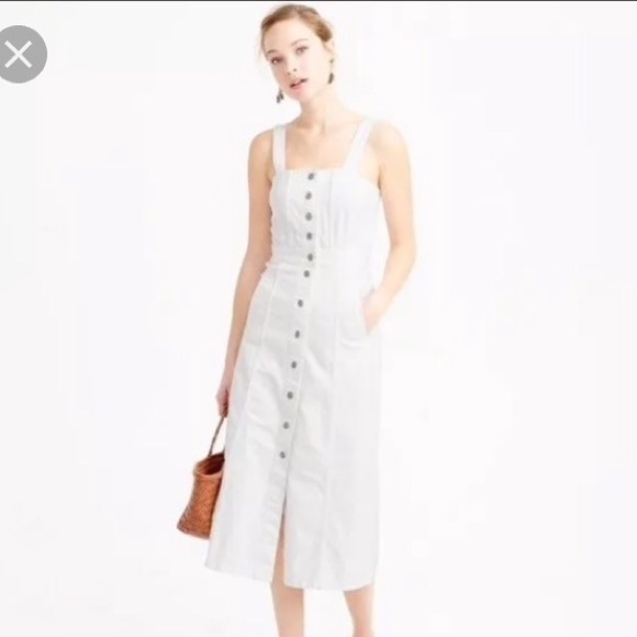 J. Crew Dresses & Skirts - J. Crew White Denim Button Up Midi Dress Size 8P New With Tags